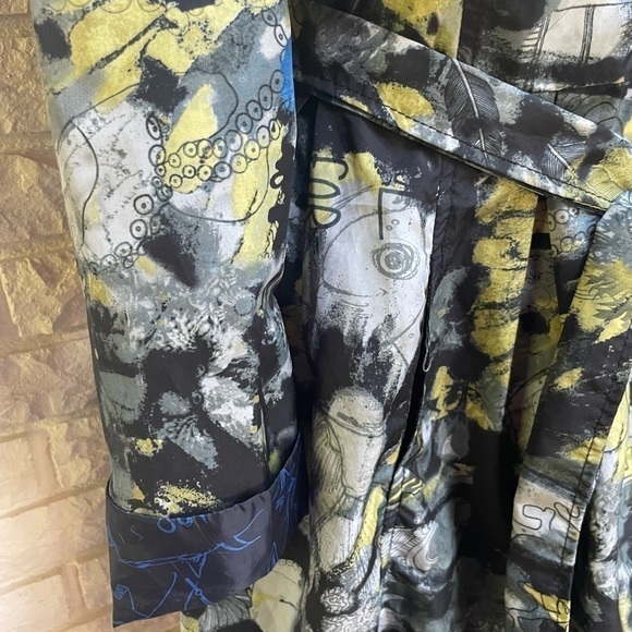 DESIGUAL funky print light belted trench coat jacket wind rain 36 XS/S - Picture 3 of 8